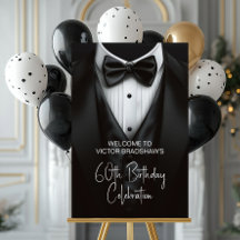 Placa de Boas-Vindas Esmoquin Preto e Branco para