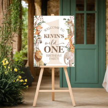 Placa de Boas-Vindas Jungle Safari Wild One 16x20