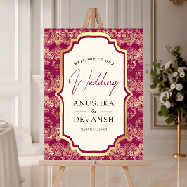 Placa de Boas-Vindas para Casamento Indiano em Ros