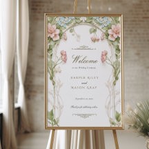Placa de Boas-Vindas para Casamento Romântico com 