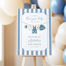 Placa de Boas-Vindas para Chá de Bebê Blue Jean Ba