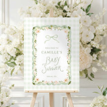 Placa de Boas-Vindas para Chá de Bebê com Gingham 