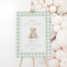 Placa de Boas-Vindas para Chá de Bebê com Urso de