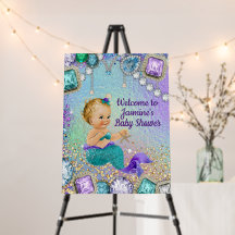 Placa de Boas-Vindas para Chá de Bebê de Sereia Fo