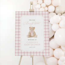 Placa de Boas-Vindas para Chá de Bebê em Xadrez Ro