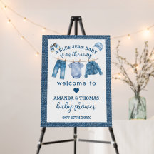 Placa de Boas-Vindas para Chá de Bebê Menino Blue
