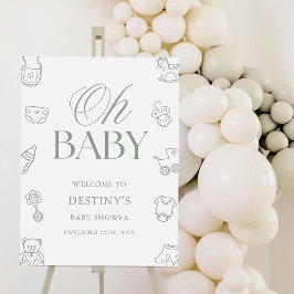 Placa de Boas-Vindas para Chá de Bebê Minimalista 