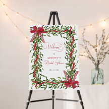 Placa de Boas-Vindas para Chá de Noiva de Natal co