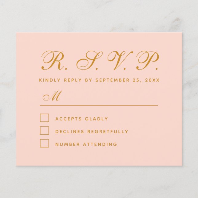 Placa de Caligrafia Simples RSVP de RSVP de Orçame (Frente)