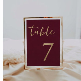 Placa de cartão de número de mesa de casamento Bur