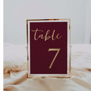 Placa de cartão de número de mesa de casamento Bur