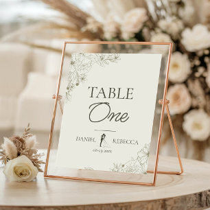 Placa de cartão para mesa de cabeceira de casament