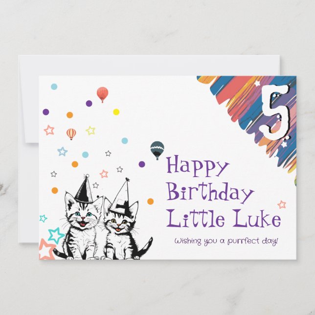 Placa de Cartões de aniversários de gatos para cri (Frente)