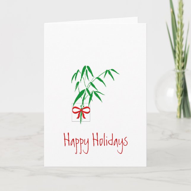 Placa de Cartões de natal Bambu e Arco Vermelho (Frente)