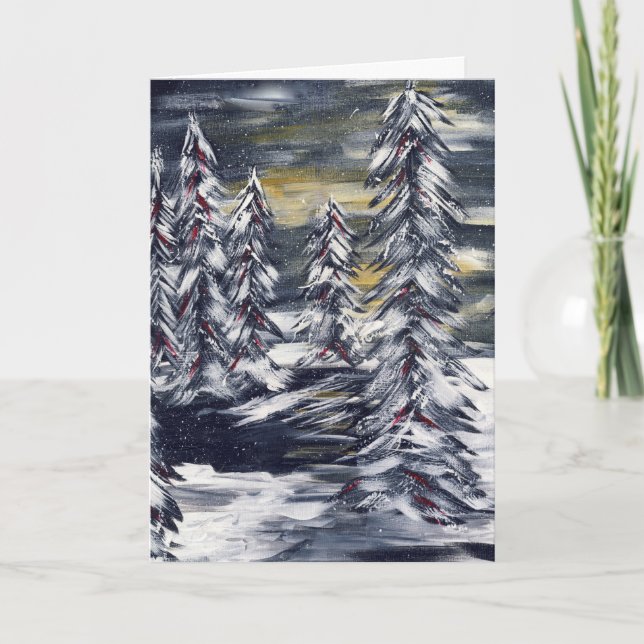 Placa de Cartões de natal da Cena de inverno (Frente)