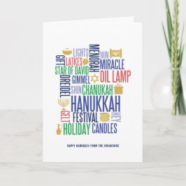 Placa de Cartões de natal das Palavras Hanukkah