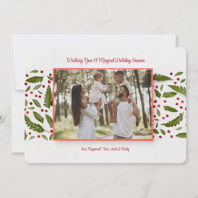 Placa de Cartões de natal de Foto Holly Berries (Frente)