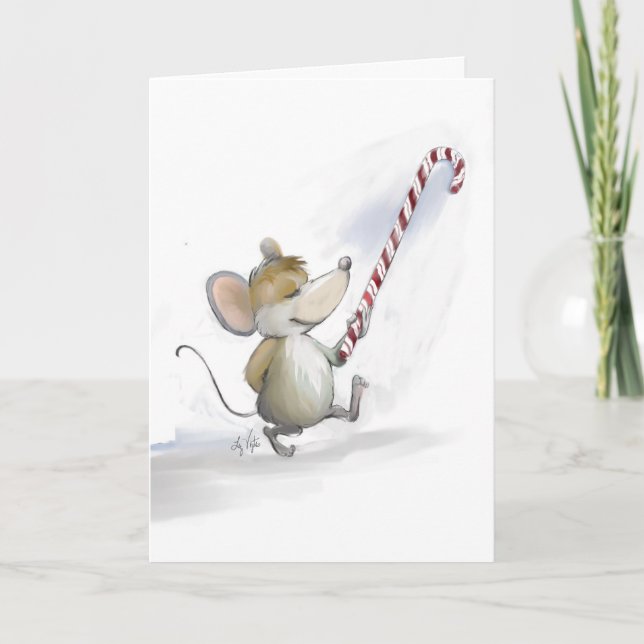 Placa de Cartões de natal do mouse feliz (Frente)