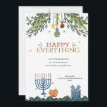 Placa de Cartões de natal Feliz Tudo<br><div class="desc">Um cartão de feriado para todos os que possuem Enfeites de natal de galhos de pinheiros, uma menorah, sonhos e um presente. (Vetor criado por freepik - www.freepik.com). O cartão é fácil de personalizar com seu texto, fonte, cor da fonte, forma de papel e escolha do tipo de papel. Não...</div>