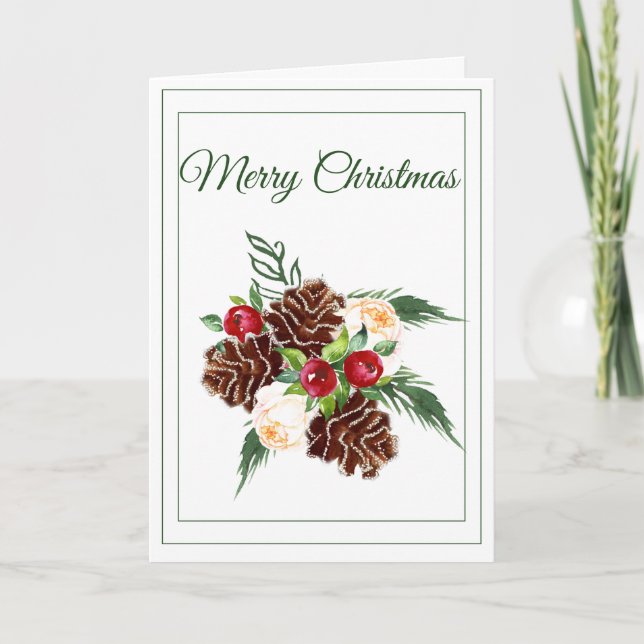 Placa de Cartões de natal Pine Cones e Berries (Frente)