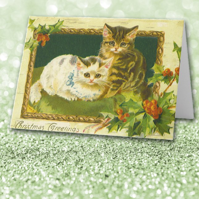 Placa de Cartões de natal Vintage Kitten (Criador carregado)