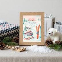 Placa de cartões e presentes de urso polar de esqu