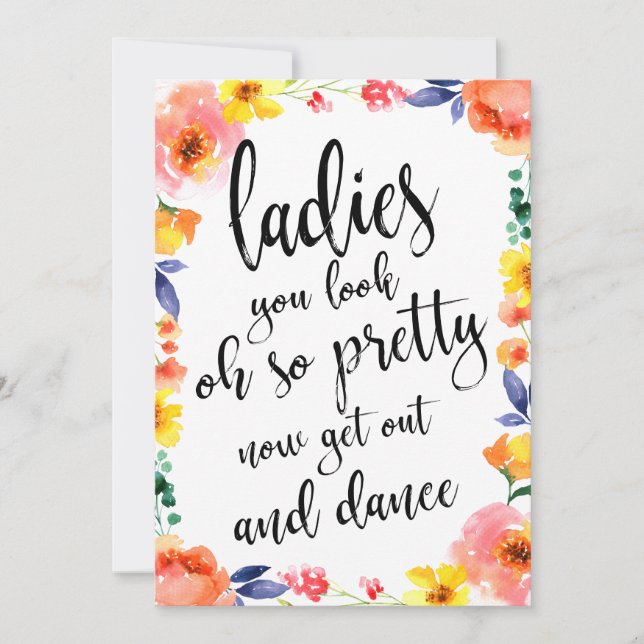 Placa de Casamento de Banheiro Feminino com Flores (Frente)