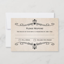 Placa de Casamento de Resposta RSVP de Pergaminho 