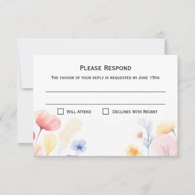 Placa de Casamento de Resposta RSVP Floral (Frente)