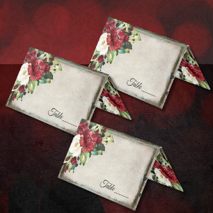 Placa de Casamento do Gótico Floral Vermelho Elega