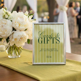 Placa de Casamento Elegante Chartreuse para Cartõe