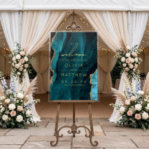 Placa de casamento em acrílico de Ágata Turquesa M