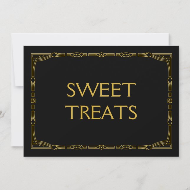 Placa de Casamento Estilo Art Déco Dourada "Doçura (Frente)