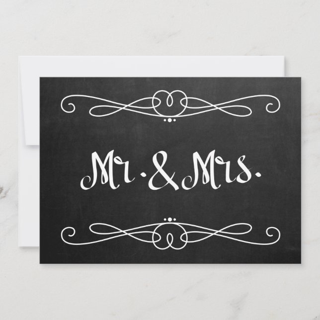 Placa de Casamento Estilo Lousa "Sr. e Sra." (Frente)