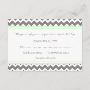 Placa de Casamento RSVP da Mint Chevron da cinza