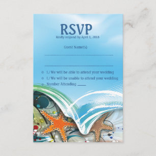 Placa de Casamento RSVP de Casal de Starfish de 3,