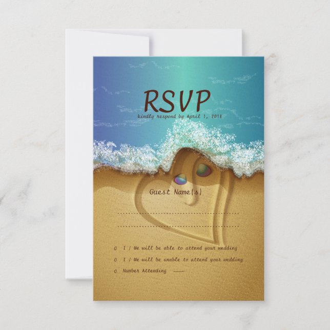 Placa de Casamento RSVP do Casal da Beach Shell (Frente)