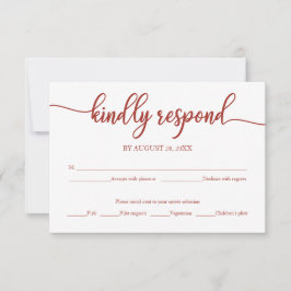 Placa de Casamento RSVP Terracotta Calliografia