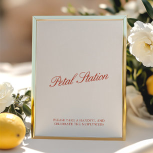 Placa de Casamento Vintage Pétala Estação Vermelho