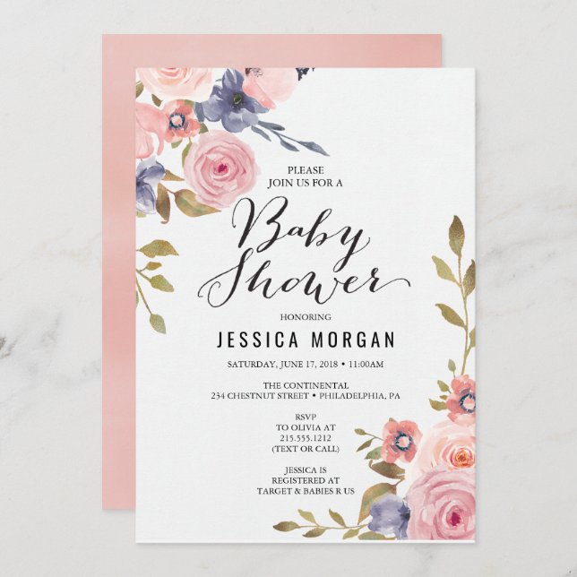 Placa de Chá de fraldas de Convite para Chás de fr (Frente/Verso)