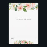 Placa de conselho de sangue Blushing para noiva e<br><div class="desc">Peça aos seus convidados de casamento que compartilhem o conselho para os recém-casados com este cartão Blushing Blooms correspondente. Edite facilmente com seus nomes.</div>
