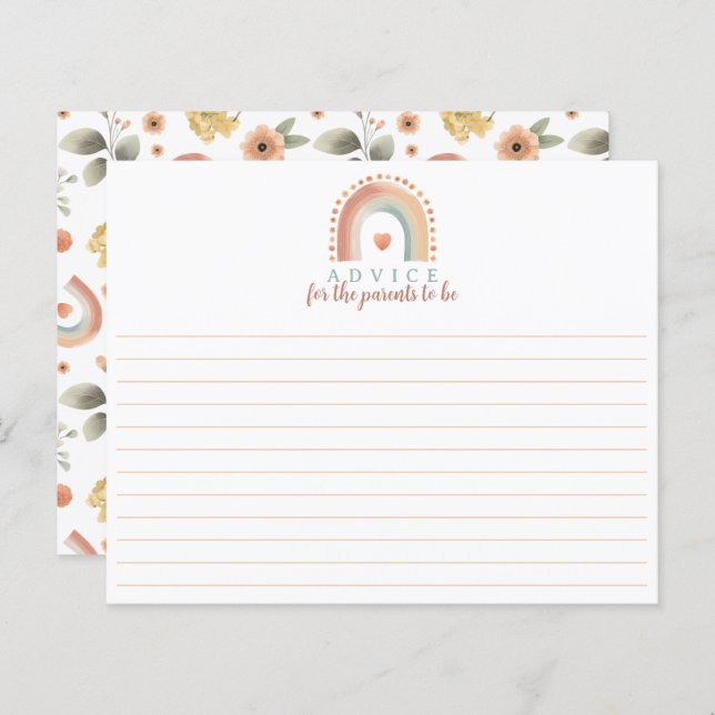 Placa de conselho do Chá de fraldas Arco-Íris Boho (Frente/Verso)