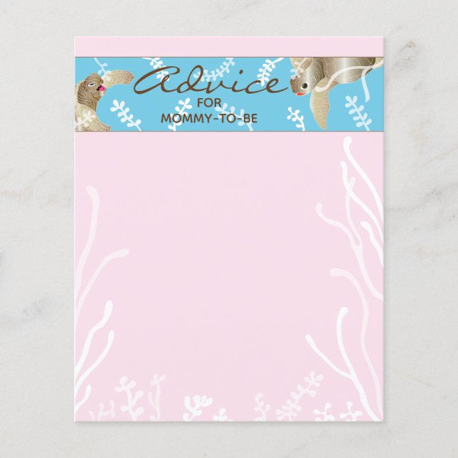 Placa de conselho do chá de fraldas "Tartaruga ros (Frente)