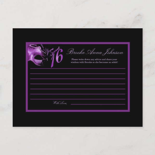 Placa de conselho gravável Sweet 16 Purple Lilac B (Frente)