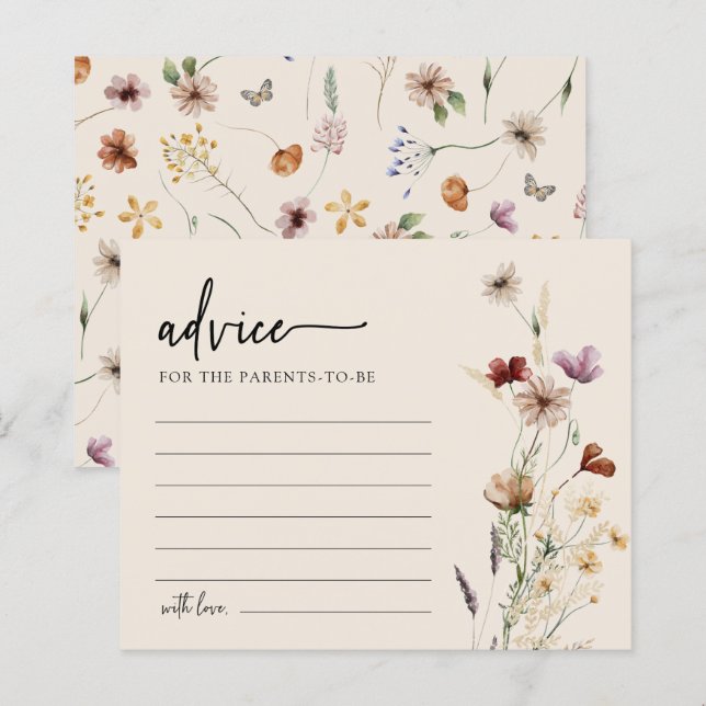 Placa de Conselhos de Chá de fraldas Floral (Frente/Verso)