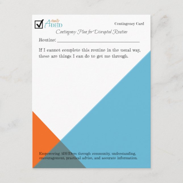 Placa de Contingência de Perturbação de Rotina (Frente)