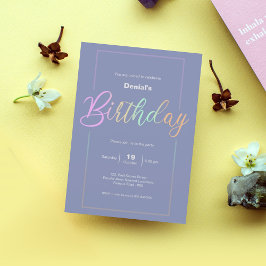 Placa de convite de aniversário | Cor do arco-íris