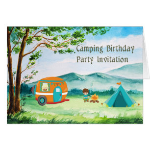 Placa de Convite de aniversário de acampamento par