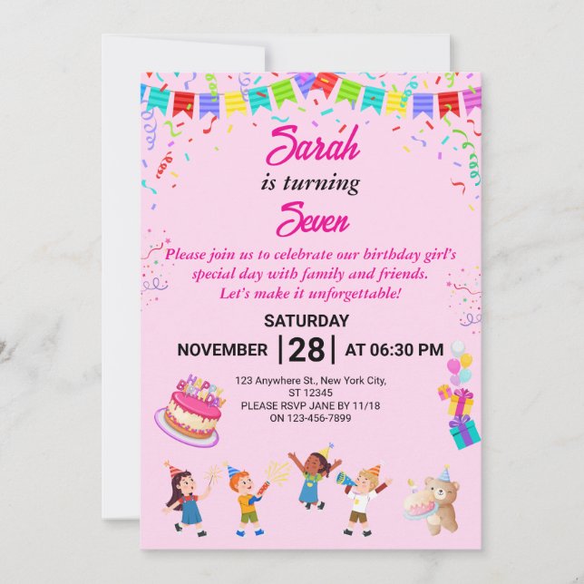 Placa de Convite de aniversário elegante e diverti (Frente)