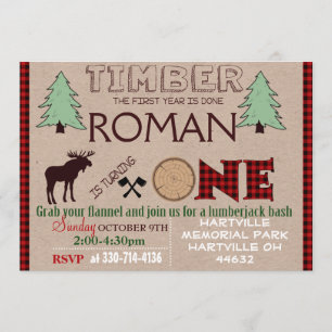 Placa de convite de aniversário Lumberjack
